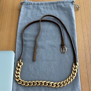 Miu Miu brown leather belt w/chain